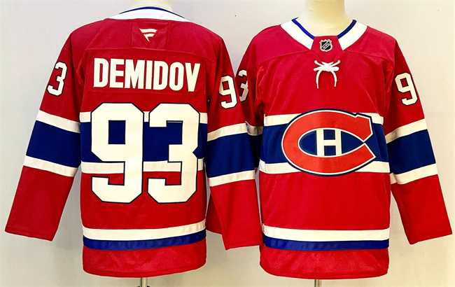 Mens Montreal Canadiens #93 Ivan Demidov Red 2024-25 Stitched Jersey